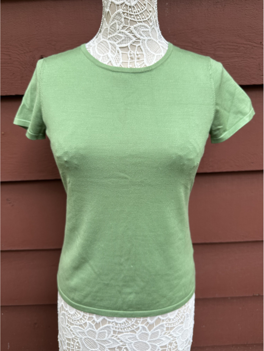 Jones New York Ribbed Lime Green Tee Casual Minimalist Preppy